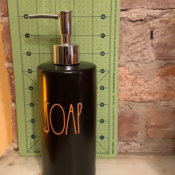 RAE DUNN "SOAP" Halloween dispenser black w orange letters NWT - Picture 3 of 4